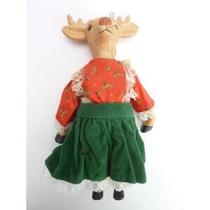 Vintage Porcelain Reindeer Cloth Doll Christmas Ornaments Country